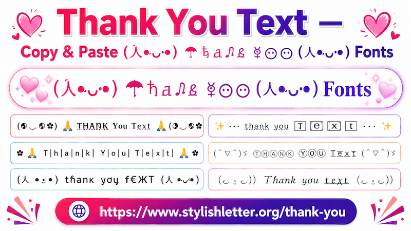 Thank You Text – Copy & Paste (•͈ᴗ•͈) ☂♄ꍏ♫ϰ ☿⊙☋ (•͈ᴗ•͈) Fonts